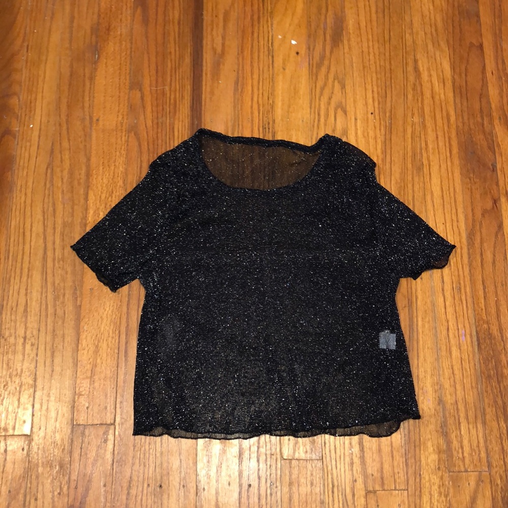 black sparkle crop top (see through)
